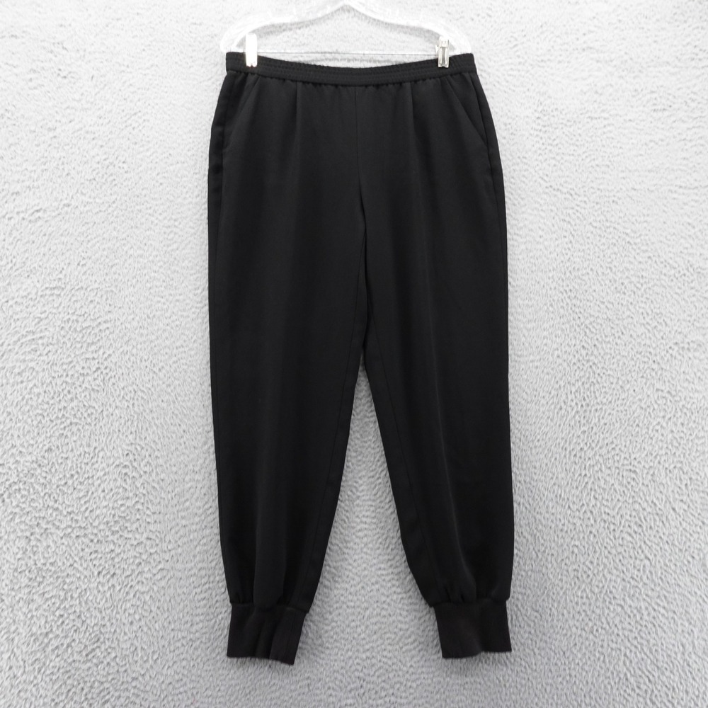 Chicos Chic Track Jogger Pants Size 0.5 US‎ 6 Black Stretchy Crepe Pull On Comfy